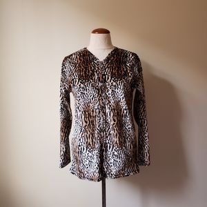 Vintage 70s velvet animal print top